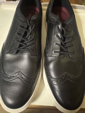 Mark Nason Black Leather Wingtip Derby Sneakers with White Sole